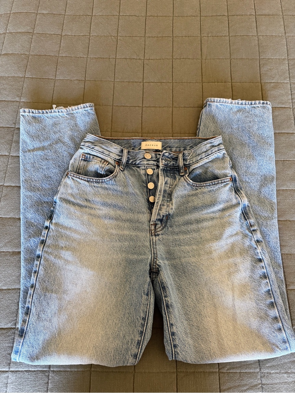 PacSun Light Blue High-Rise Button-Fly Dad Jeans